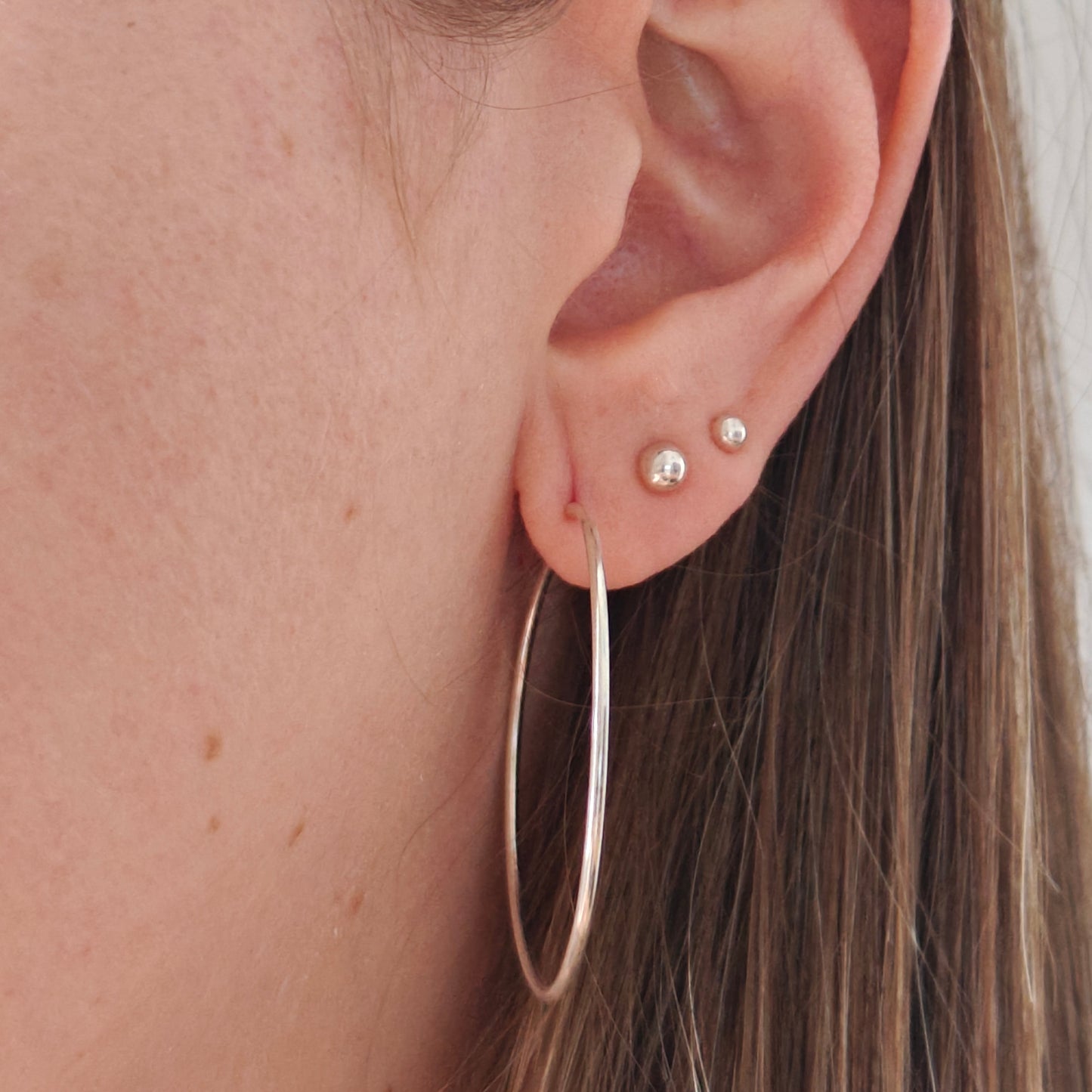 Silver Thin Hoop Earrings