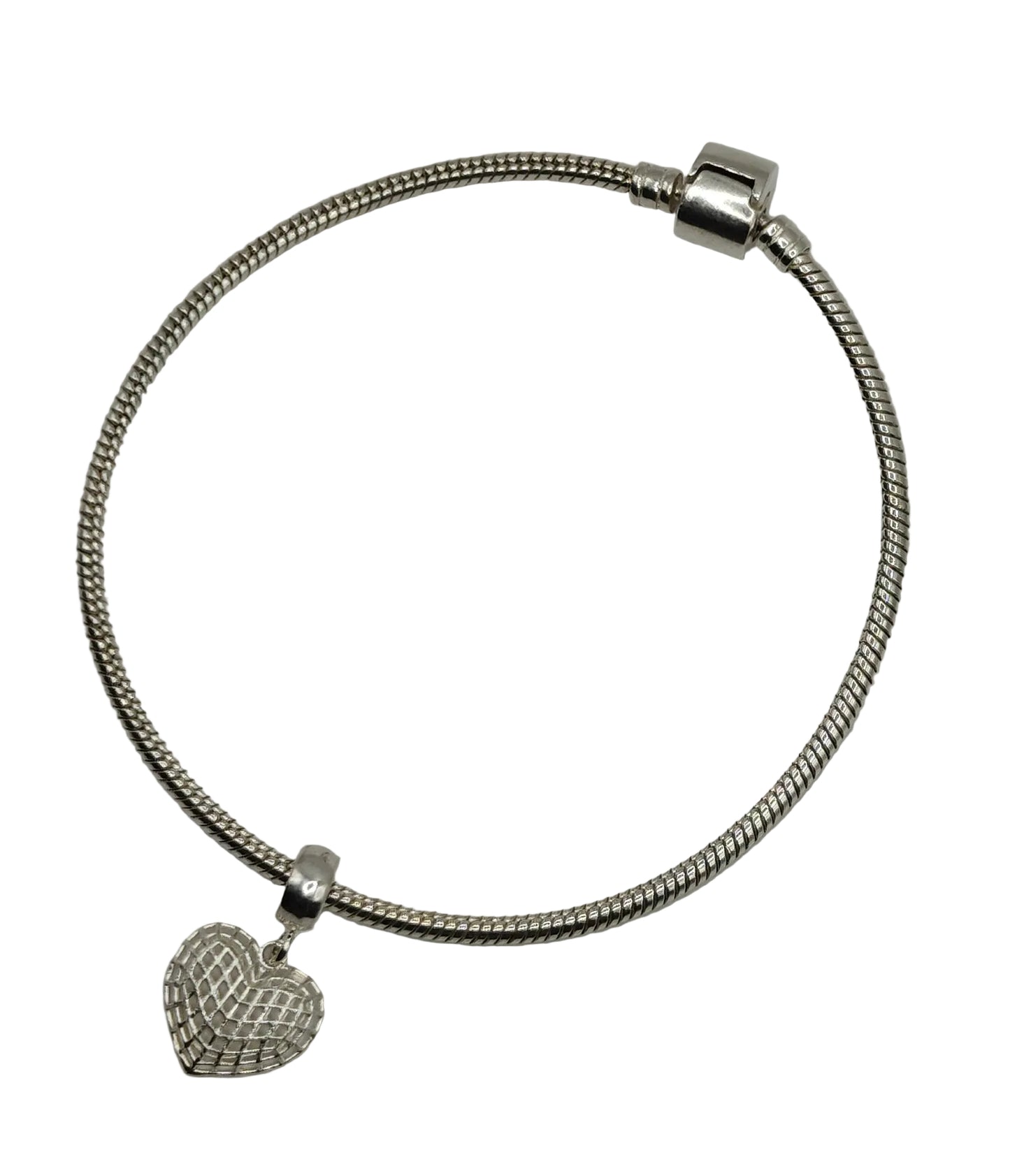 Silver Heart Mesh Charm