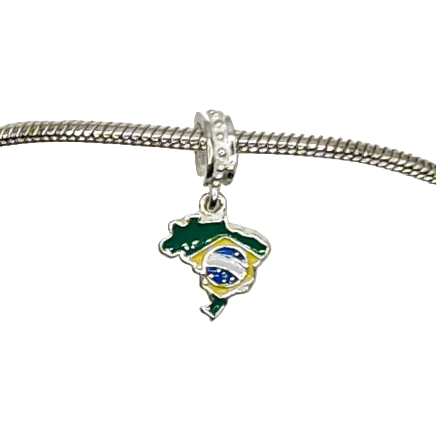 Silver Brazil Map Charm