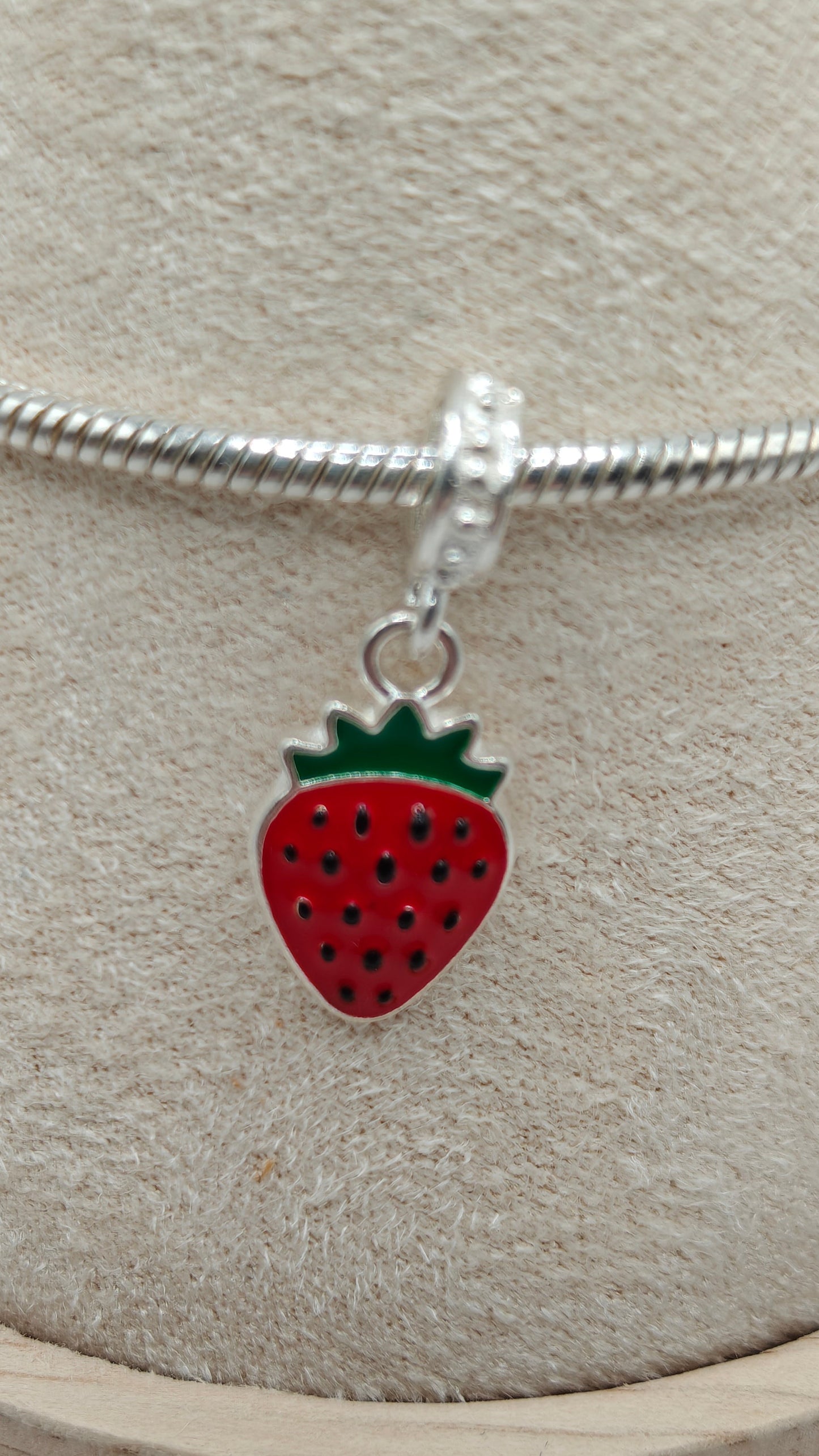 Silver Strawberry Charm