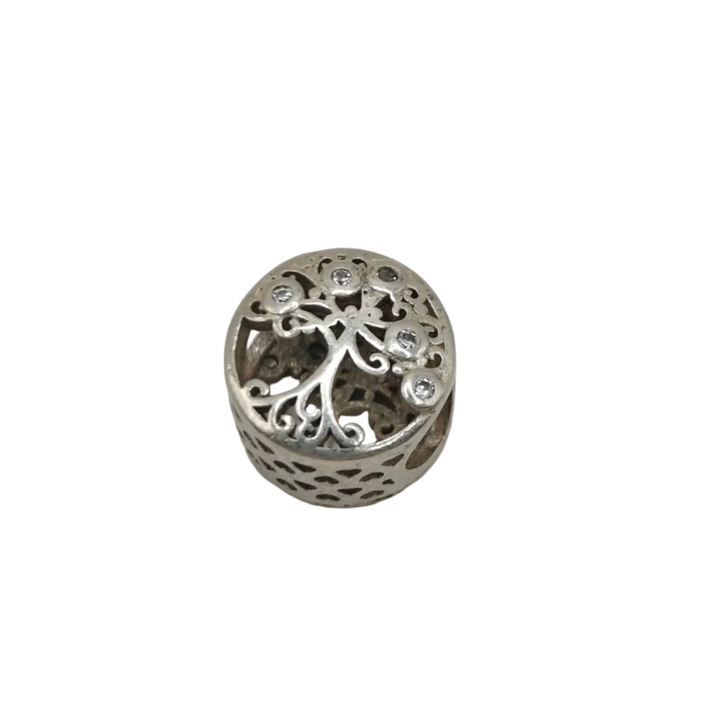 Silver Tree of Life Charm with Cubic Zirconia