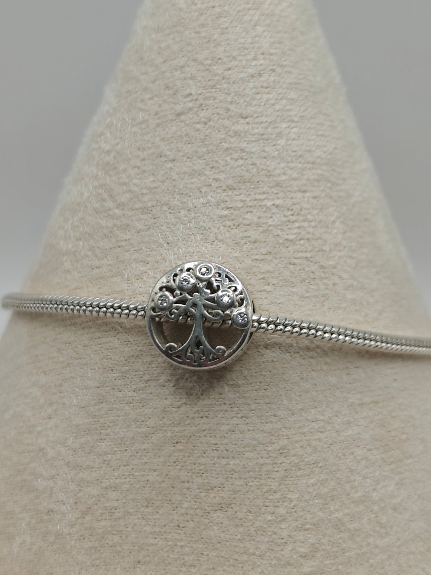 Silver Tree of Life Charm with Cubic Zirconia
