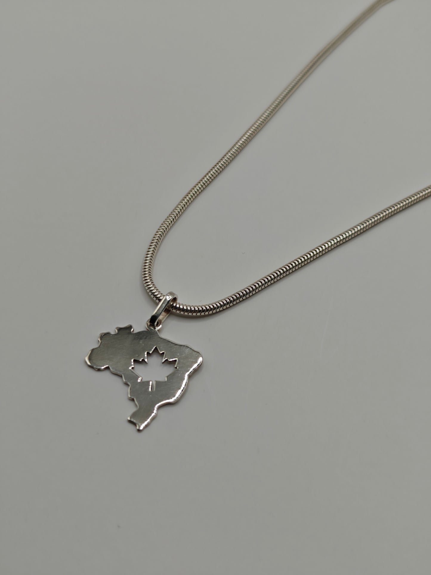 Silver Brazil & Maple Leaf Pendant