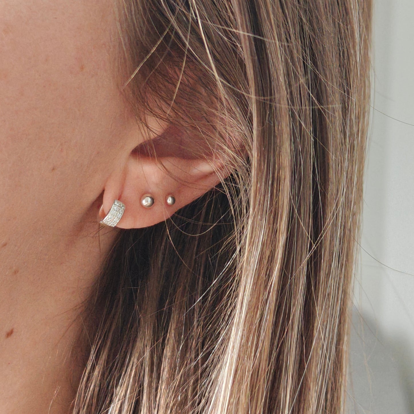 Silver Hoop Earrings with Cubic Zirconia