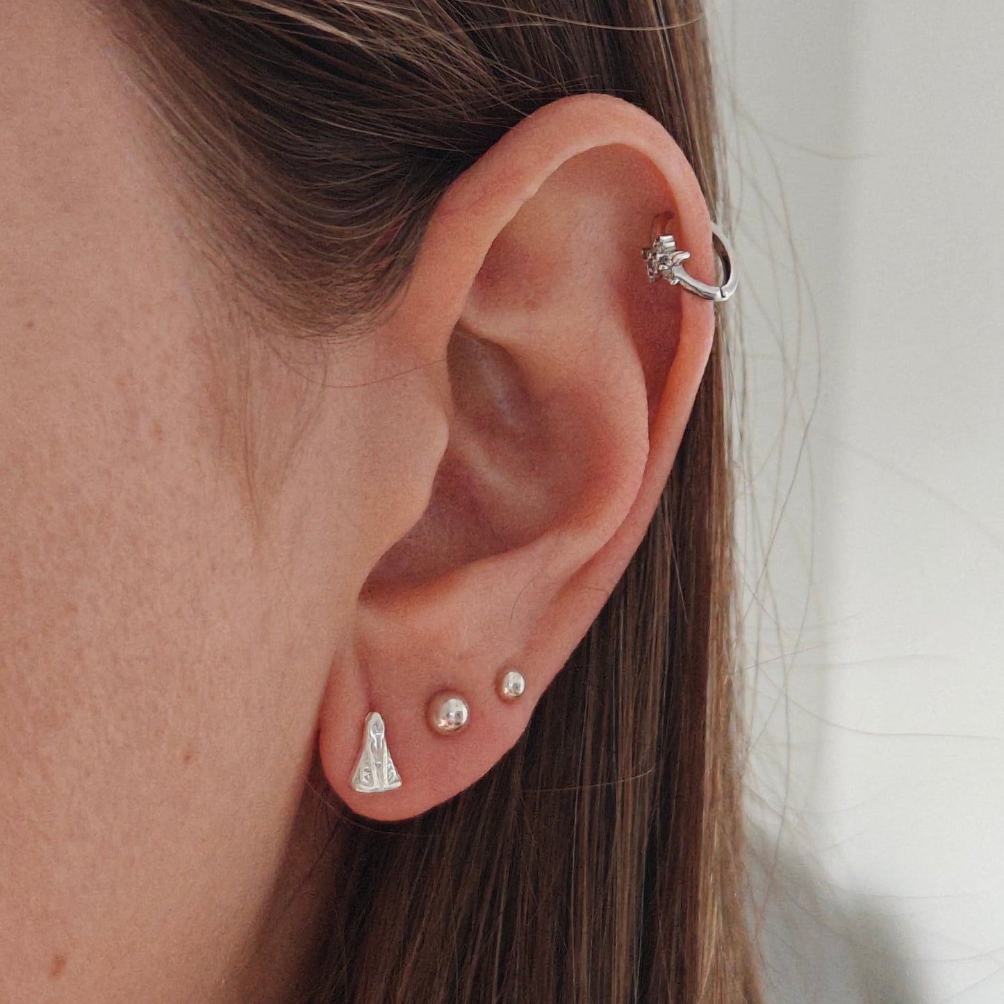 Silver Our Lady of Aparecida Earrings