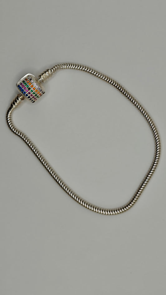 Silver Bracelet Studded with Zircon