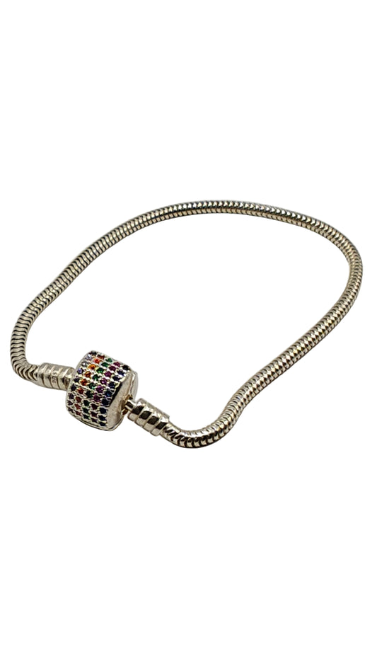 Silver Bracelet Studded with Zircon
