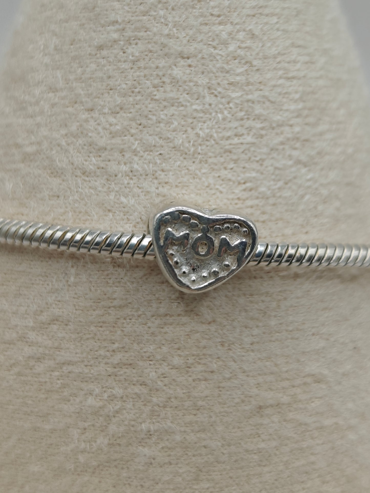 Silver Mom Love Heart Charm