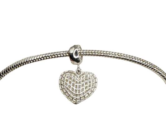 Silver Heart Mesh Charm