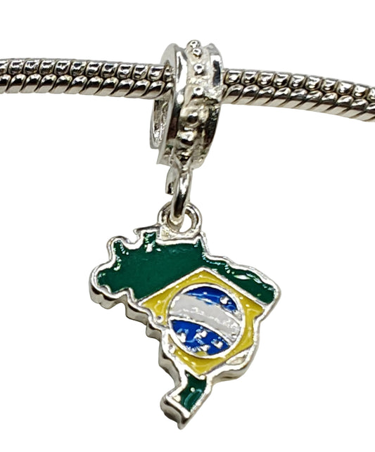 Silver Brazil Map Charm