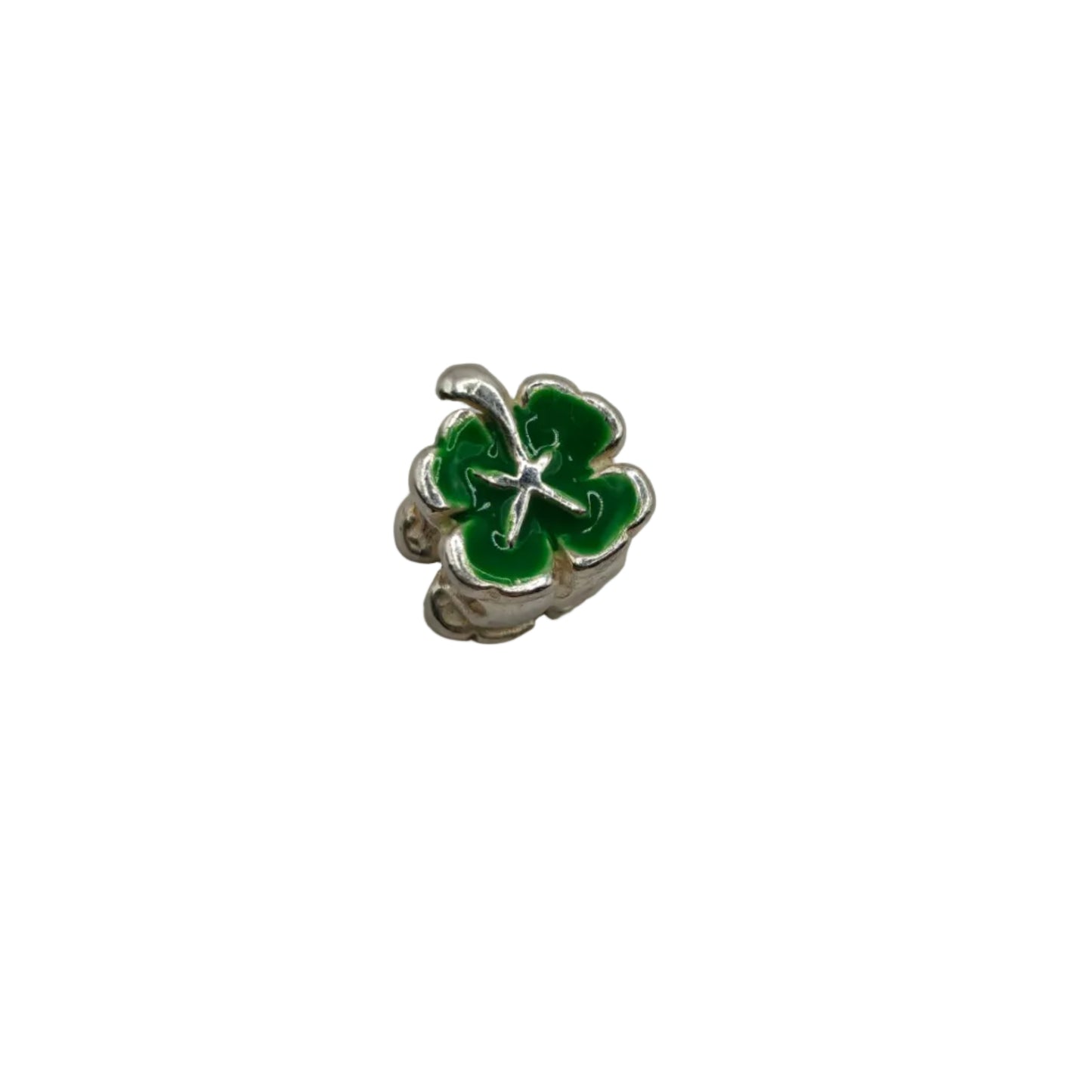 Silver Green Clover Charm
