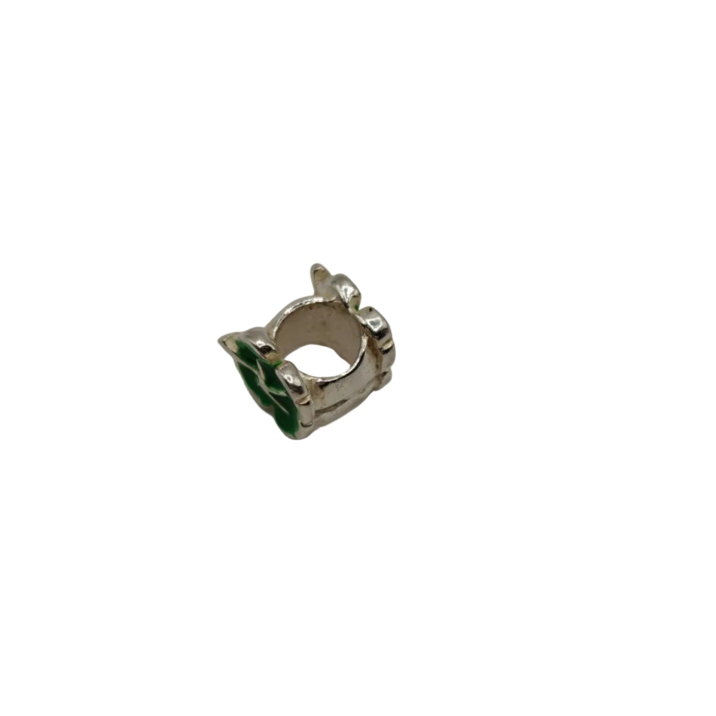 Silver Green Clover Charm