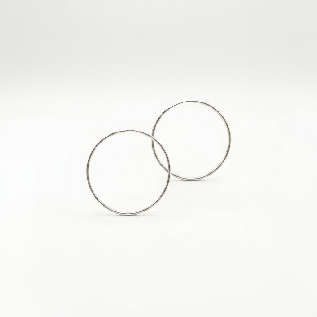 Silver Thin Hoop Earrings