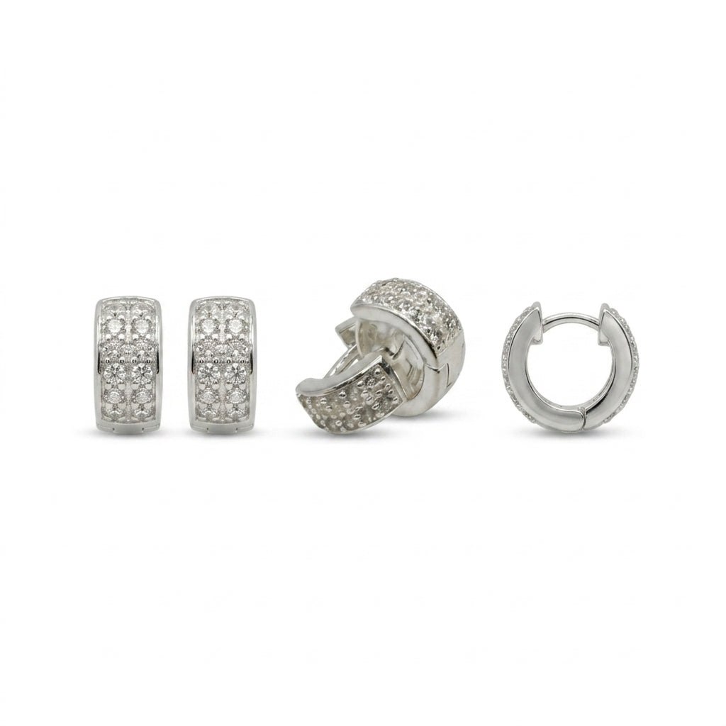 Silver Hoop Earrings with Cubic Zirconia