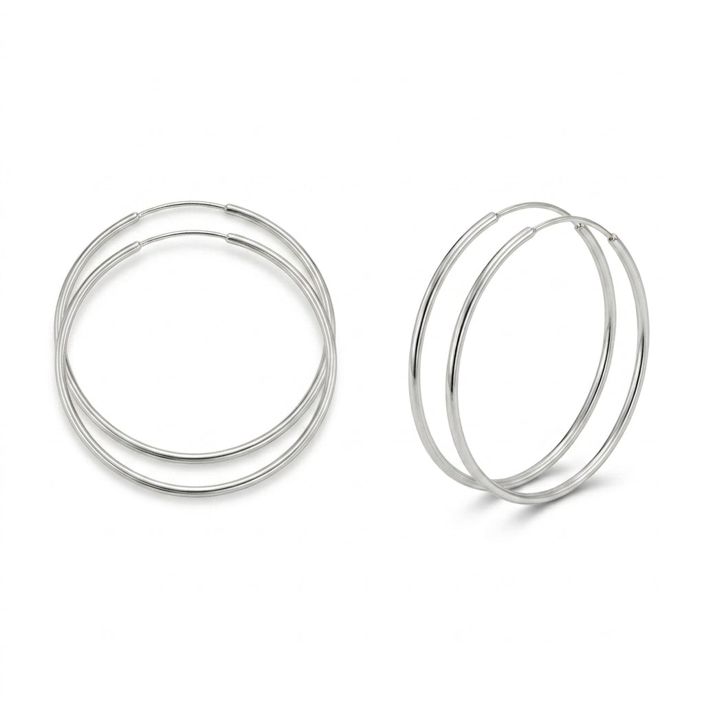 Silver Thin Hoop Earrings