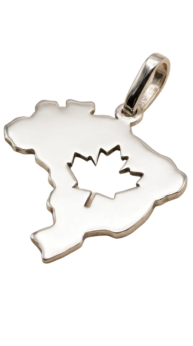 Silver Brazil & Maple Leaf Pendant